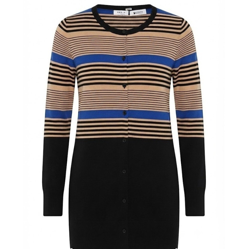 Akris Punto Womens 6 Striped Knit 2 Pc Cardigan Tank Sweater Set Multi